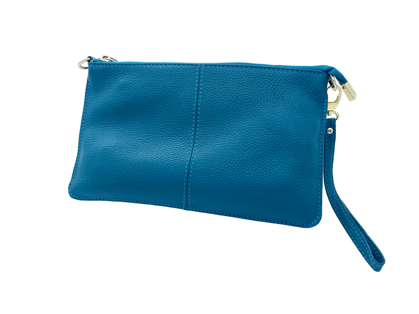 Teal Leather Wristlet