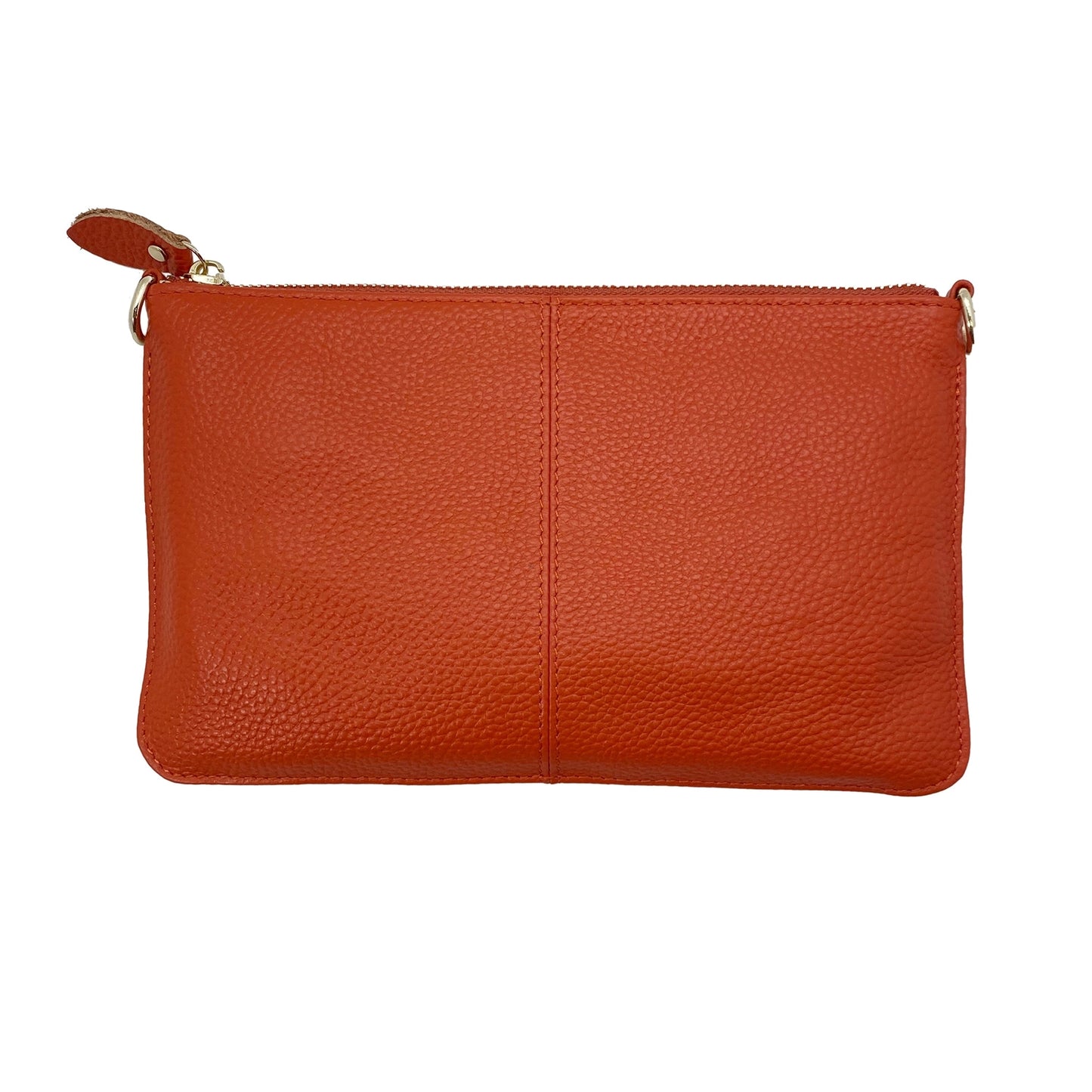 Orange Leather Wristlet