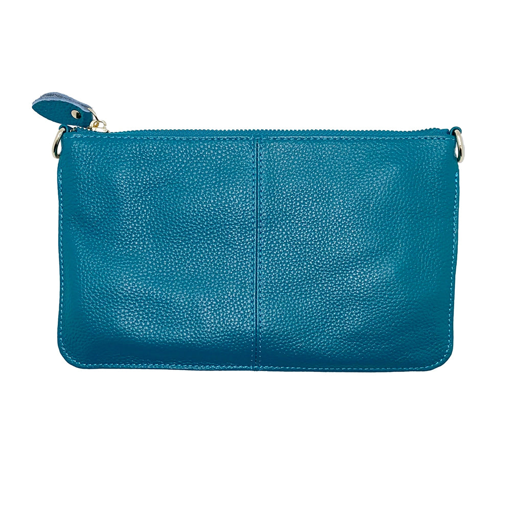 Teal Leather Wristlet