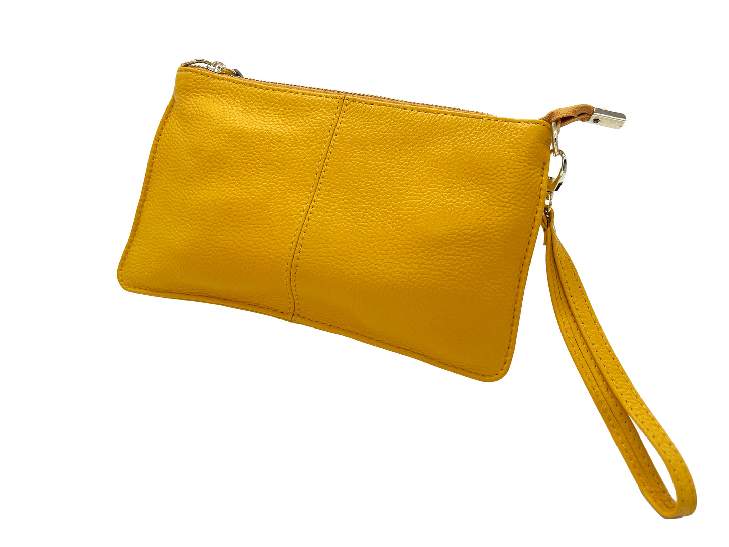 Yellow Leather Wristlet